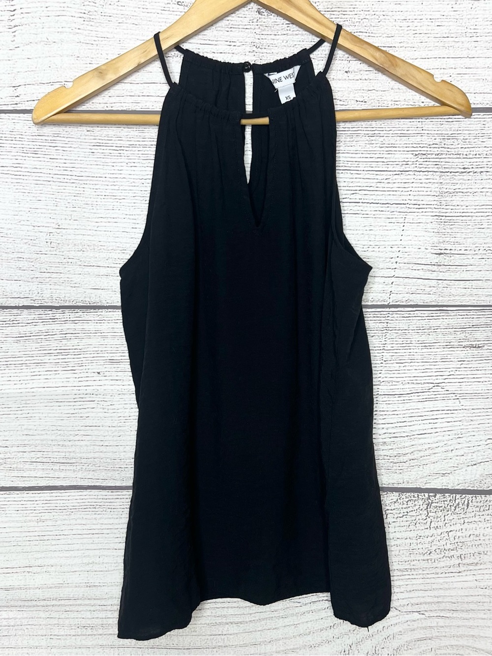 Nine West Black Sleeveless Keyhole Halter Neck Blouse Tank Top Size XS